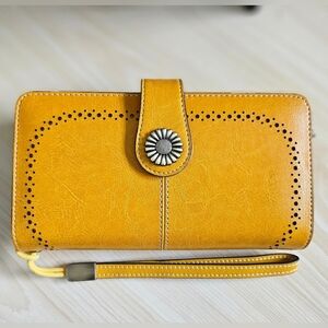 Sendefn Women's genuine  Yellown Leather Chic Wallet.